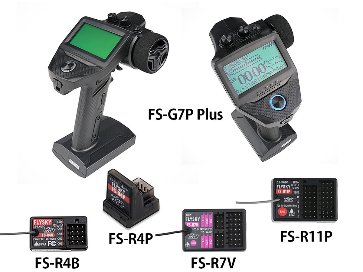 HobbyBank's tweet photo. Flysky 2.4GHz送信機　FS-G7Pが「Plus」になって、7→10チャンネルにアップグレード！
DSSS(ANT)プロトコル対応受信機も各種ラインナップ
https://t.co/fkB2jNRwS0 https://t.co/GHawyw9a1Y
