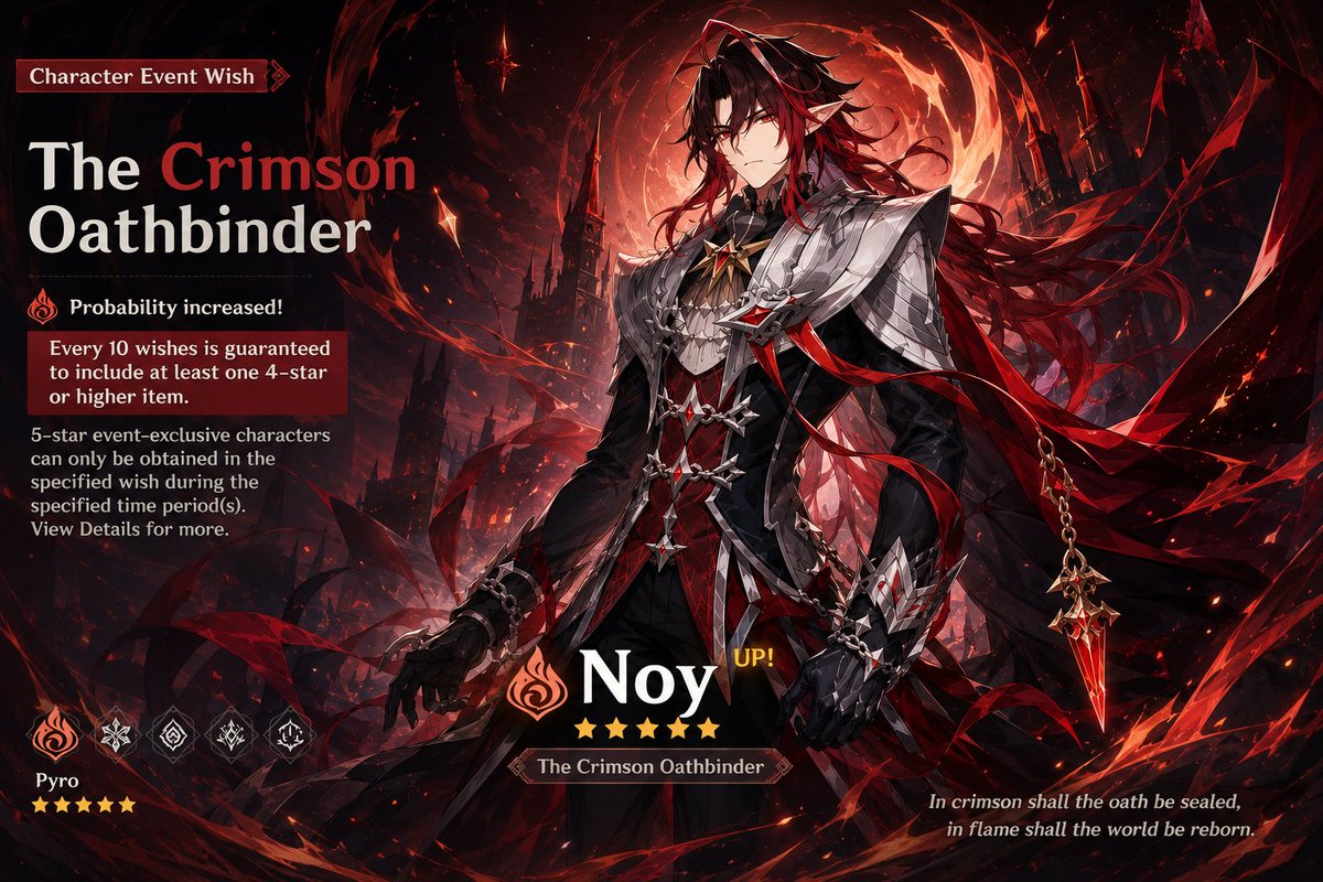 _Elite_genshin's tweet photo. - Genshin Impact Noy character wish banner leaks 

- Noy is Pyro and use sword 

Source ( unknown ) https://t.co/lnJMCbYHgh