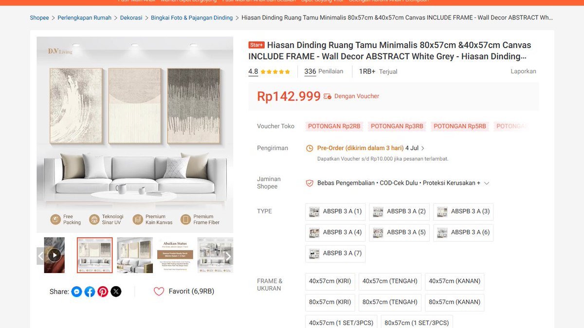 derry_ferdian's tweet photo. Hiasan Dinding Ruang Tamu Minimalis 80x57cm &amp;40x57cm Canvas INCLUDE FRAME - Wall Decor ABSTRACT White Grey
https://t.co/lut89sXi8l https://t.co/EBnlkWegDz