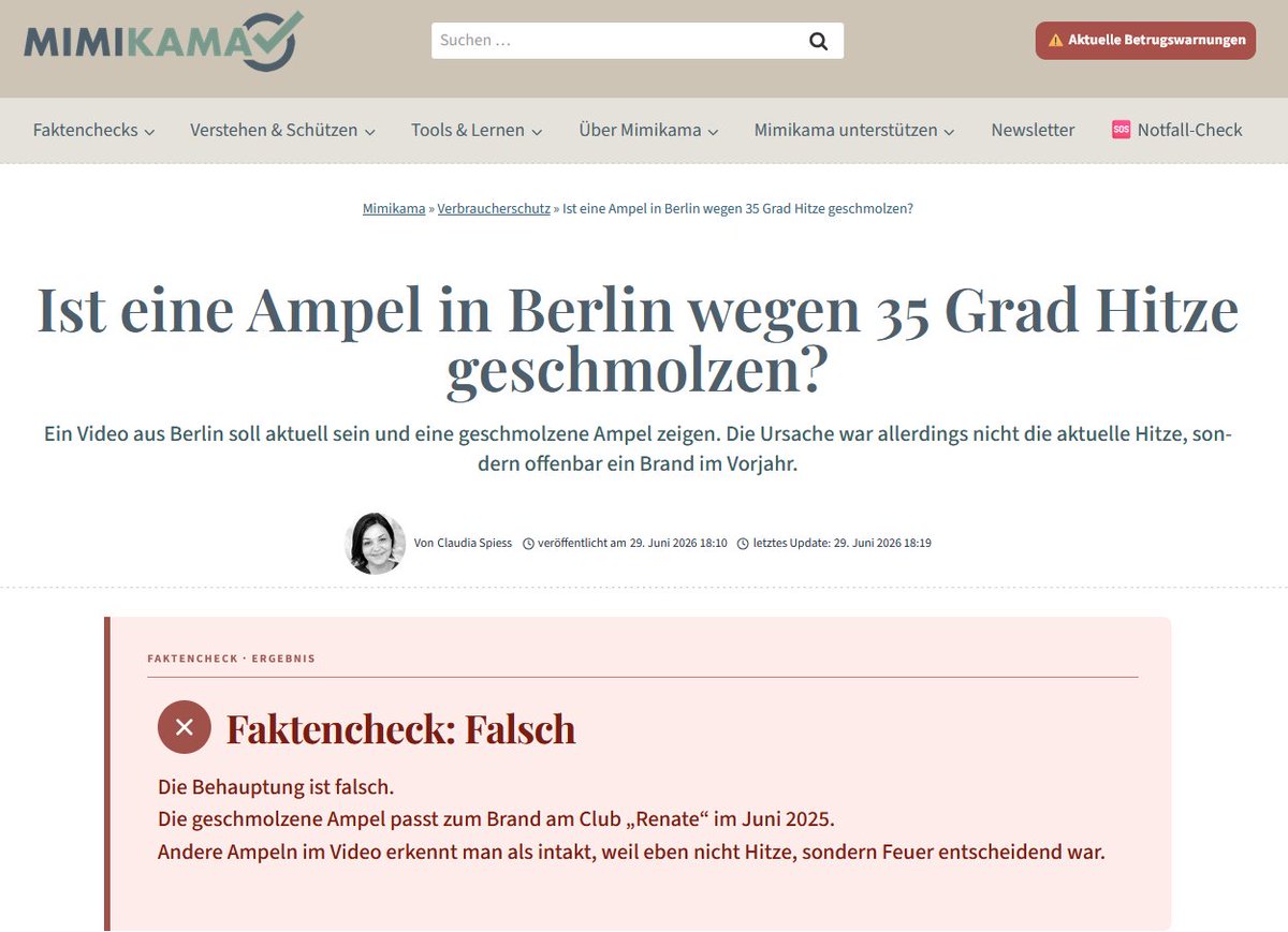 DerGraslutscher's tweet photo. Ich habe das mit der durch einen Brand geschmolzenen Ampel an @mimikama_org  weitergegeben und die haben ihr dankenswerterweise einen verlinkbaren Faktencheck spendiert :)

Klimaerwärmung ist ernst genug, man muss nichts dazuerfinden 🫤

https://t.co/WiT63mvWC9 https://t.co/hxWQXXlIfu