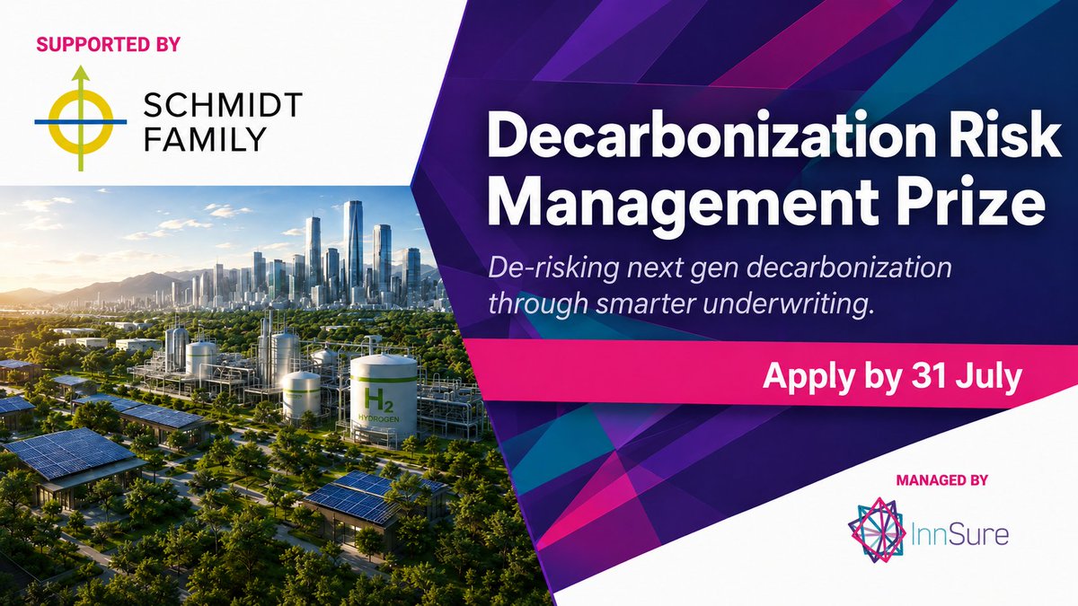StartUsInsights's tweet photo. ⏰ Time's almost up! InnSure is calling for startups helping de-risk emerging clean technologies through better underwriting.

Winners receive $200K non-dilutive funding, Creation Labs acceleration, ecosystem access, insurance introductions + pilot support.

Apply by 31 July 👉 https://t.co/CyAHidqS8W