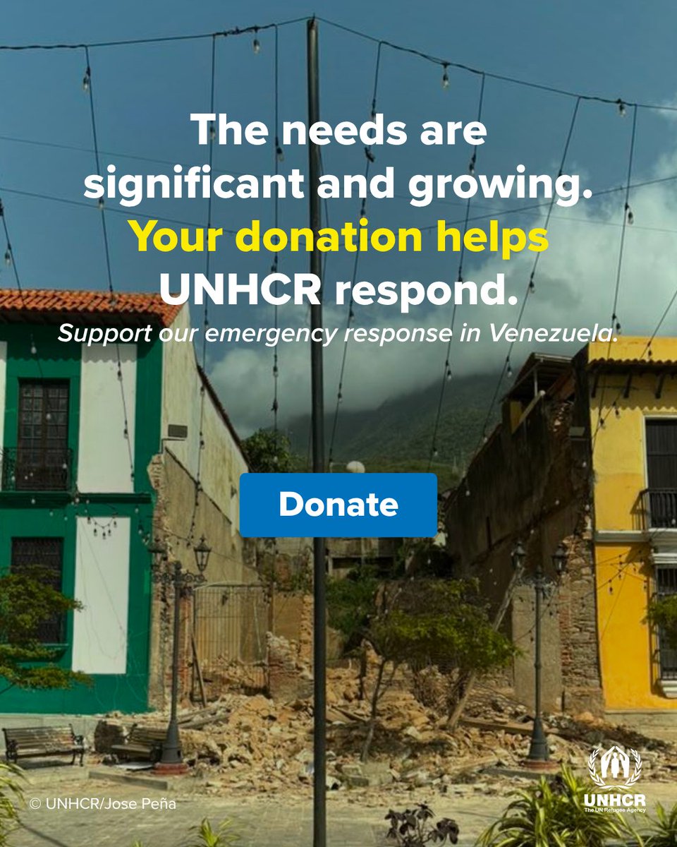 Refugees's tweet photo. UNHCR is on the ground co-leading the emergency shelter response in Venezuela.

As the death toll rises, needs are skyrocketing.

We are there coordinating with authorities and local partners to respond to those who need it most.

Help us do more: https://t.co/4QgCK30Zyw https://t.co/D4bMswKNgD