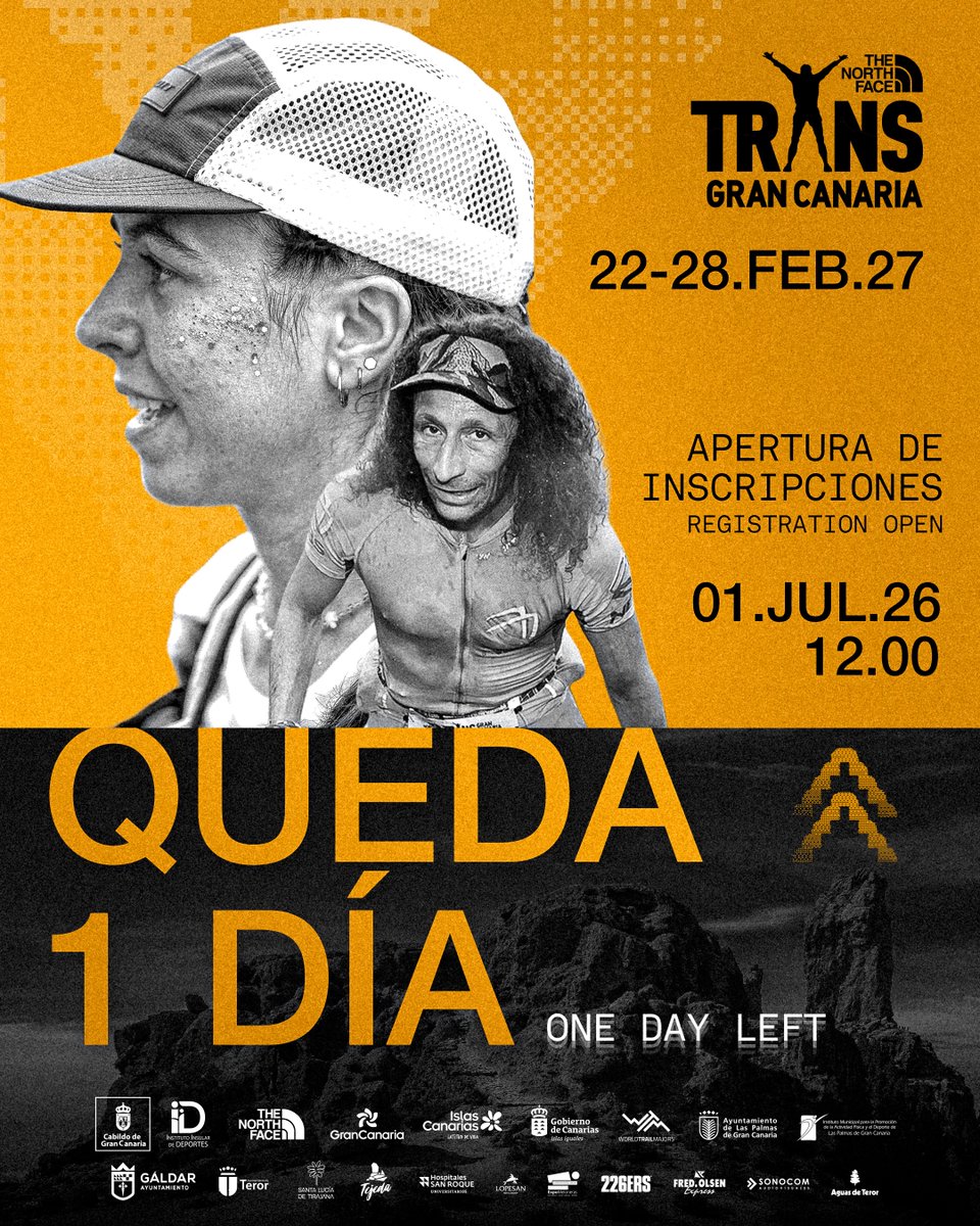 TransGC's tweet photo. La The North Face #Transgrancanaria 2027 mañana, 
1 de julio, a partir de las 12:00 h PM, (hora local Canaria) se abren las inscripciones.

The North Face #Transgrancanaria 2027, tomorrow, July 1, from 12:00 PM, (local Canarian time) registrations open 
 https://t.co/excTzs7VGY https://t.co/MU4wNaPuqD