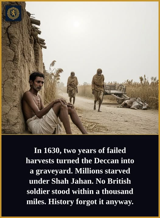 ImtiazMadmood's tweet photo. Seven million dead. No harvest for two years. Shah Jahan ruled from the Red Fort while the Deccan turned into a cemetery—and the East India Company was still twenty years from real power in India.

The famine lasted from 1630 to 1632. It swept through the Deccan, Gujarat, and Khandesh—three of the wealthiest regions under Mughal control. 

Contemporary accounts recorded scenes that belong in the darkest chapters of human history: cannibalism in the streets, entire cities abandoned, corpses left unburied because there was no one left with the strength to bury them.

This was not a British famine. Not a colonial famine. Not an East India Company famine. This was a Mughal famine. Shah Jahan sat on the throne in Agra. The Peacock Throne. The same emperor who would build the Taj Mahal sat at the centre of an empire watching millions of his subjects starve to death. 

The Company had trading posts at Surat and a few coastal footholds—nothing more. The British conquest of India was still a century away. The men who would win Plassey in 1757 had not yet been born.

Two monsoons failed. The rains that fed the subcontinent's harvest simply did not come. Crops withered. Grain stores emptied. Prices spiked beyond what any peasant could pay. The Mughal administrative system—impressive on paper, vast in scope—could not move food from surplus regions to starving ones fast enough. Or perhaps it did not try. 

Contemporary writers recorded the horror but the empire's response remains almost invisible in the historical record.

The death toll may have reached seven million. Some estimates go higher. The exact number is unknowable—record-keeping in rural India was patchy, and in a famine of this scale, who was left to count? 

What we do know is that entire districts were depopulated. Villages that had stood for centuries were abandoned and never resettled. The demographic wound took decades to heal.

And then history forgot.
Not immediately. The famine was recorded by European travellers, by Mughal court chroniclers, by merchants who saw the devastation firsthand. But it faded. It did not fit the narrative that took hold in the nineteenth and twentieth centuries—the narrative that famine came to India with colonial rule, that starvation was a uniquely British import, that the subcontinent had known only plenty before the Company arrived. That narrative is tidy. It is emotionally satisfying. It is also wrong.

India knew famine long before British administration. The Deccan famine of 1630–32 was neither the first nor the last. The Mughal Empire presided over a system in which millions could starve while the court built monuments. That does not make the later British famines—Bengal in 1770, or the horror of 1943—any less real or any less damning. But it does make the history more complicated than the stories we tell ourselves.

The full record survived. The contemporary accounts are still there, in archives, in the writings of travellers and merchants who saw the Deccan in 1631 and recorded what they found. But the famine itself dropped out of popular memory. It became a footnote.

An inconvenient detail. A chapter that did not serve the broader argument and so was quietly shelved.
Shah Jahan completed the Taj Mahal in 1653. It took twenty-two years and twenty thousand workers. It is one of the wonders of the world. He built it while the memory of seven million dead was still fresh. The Deccan had not yet recovered. The villages were still empty.

History is not a morality play. It is not a story with clear villains and virtuous victims. It is a record of what happened—complicated, contradictory, and often brutal in ways that resist easy narratives. The famine of 1630–32 happened. Millions died. The Mughal Empire could not save them, or chose not to. And the East India Company was nowhere near.