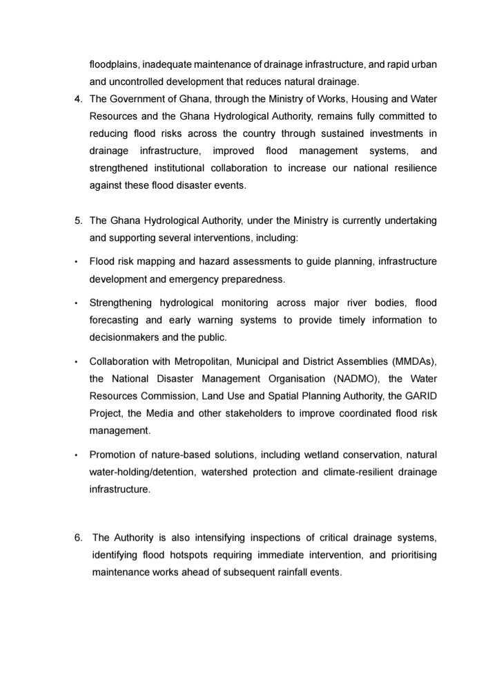ghanahydro's tweet photo. OFFICIAL STATEMENT:
HYDRO extends its deepest sympathies to all those affected by the recent floods in Accra. We reaffirm our commitment to flood risk reduction and urge the public to stay vigilant, follow official safety advisories.
Read the full statement below.
#HYDRO https://t.co/4D9EfAlfma