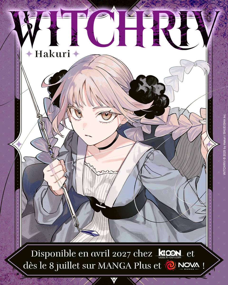 ki_oon_Editions's tweet photo. [ ANNONCE LICENCE ] Vous mettrez bien un peu plus de sorcellerie dans vos lectures ? 🪄
"WITCHRIV" débarque en avril 2027 chez Ki-oon et dès le 8 juillet sur @Manga_nova !

👉 3 chapitres tous les mercredis à 17h
👉 Les chapitres resteront débloqués jusqu’à ce que la parution japonaise soit rattrapée 👏
👉 Manga Nova : toujours gratuit et sans pub