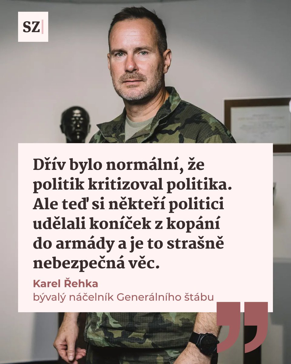 SeznamZpravy's tweet photo. ❌ Karel Řehka dnes odchází z funkce náčelníka Generálního štábu, jeho mandát je u konce. 

V posledním rozhovoru pro Seznam Zprávy bilancuje uplynulé čtyři roky a připouští, že jeho budoucnost může být v politice.

📱 https://t.co/av91OVN5Pq https://t.co/NPsUhTFnkj