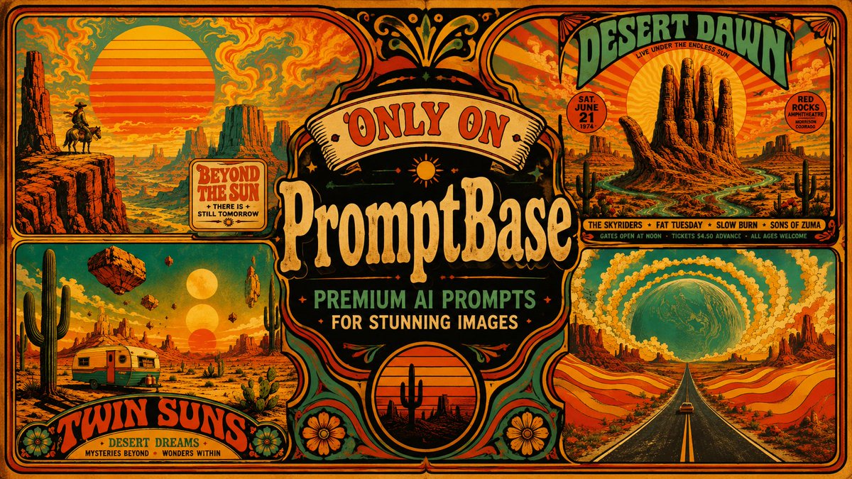 Retro Psychedelic Desert Poster