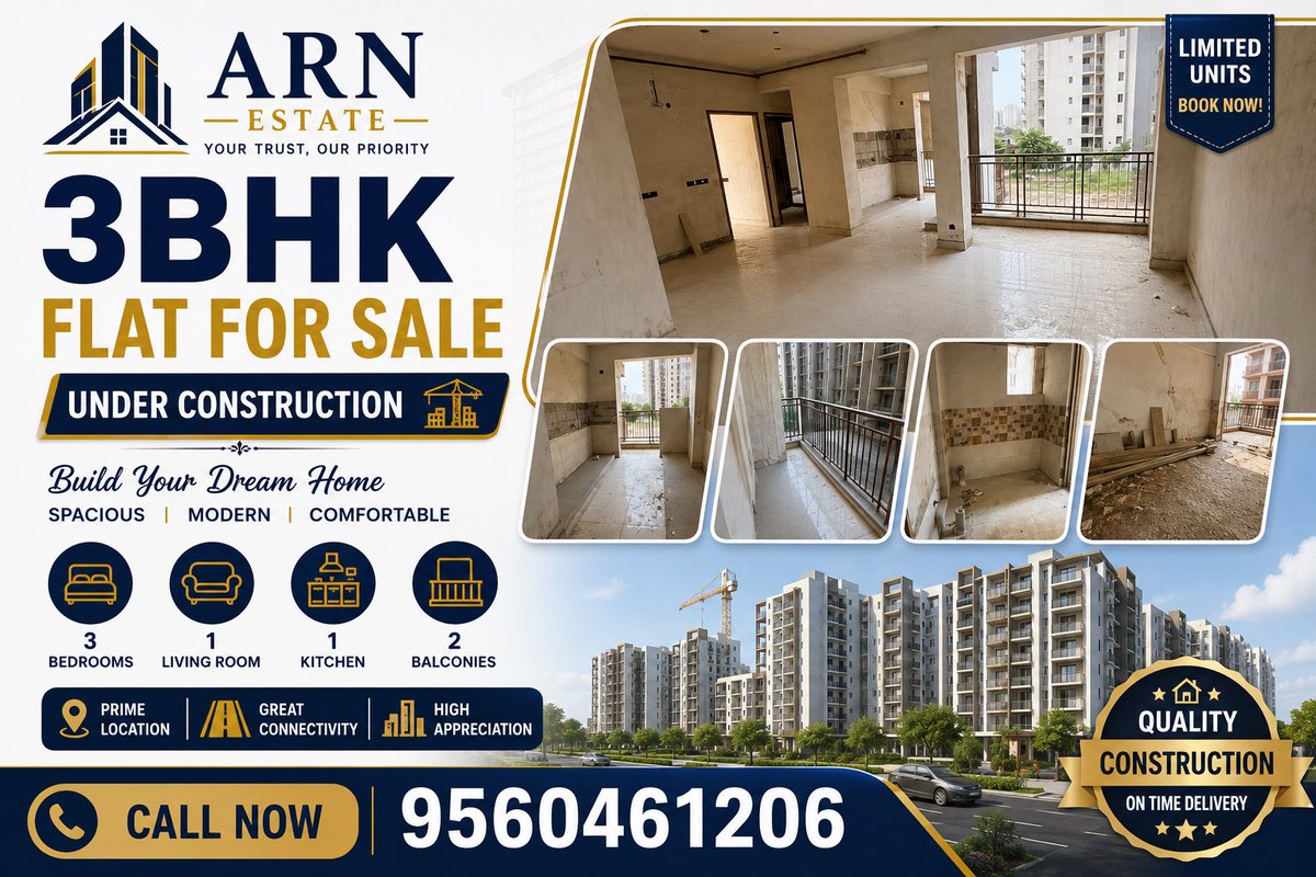 ARNSTATES's tweet photo. 🏡 Your Dream 3BHK Awaits! ✨

Looking for a spacious and modern home? This 3BHK under-construction flat is the perfect opportunity to invest in your future!

Don’t miss out on these limited units! Book now and secure your dream home today.
📞 Call Now: 9560461206 https://t.co/FfDcRB74Gp