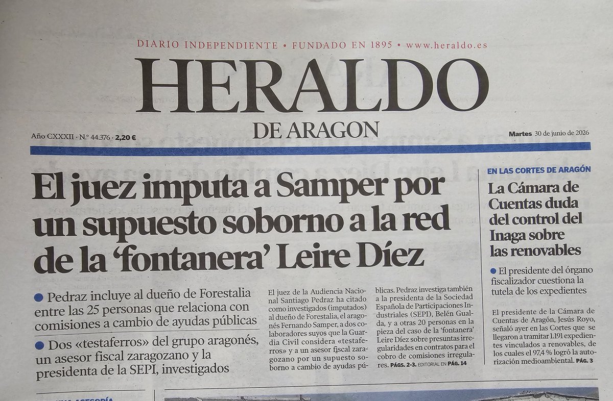 TeruelExiste_'s tweet photo. El juez del caso Leire imputa a Samper, dueño de Forestalia...
La Cámara de Cuentas duda del control sobre el INAGA en #renovables...
Cada vez más evidente el paripé que fue la Comisión de investigación de las Cortes de PPSOEPAR
#RenovablesSíPeroNoAsí 
#teruelexiste https://t.co/h6mpuVw1wm