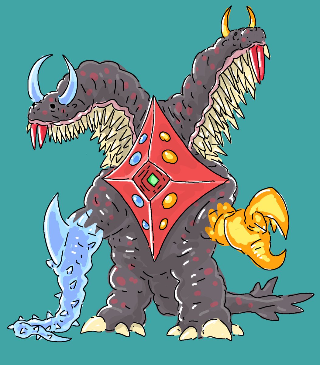 44_29's tweet photo. 双頭融合怪獣 ダブルヘッドアカマダラツノデバネズミ
６月に描いた怪獣から選抜して合体したデバネズミ
#オリジナル怪獣 #Kaiju
#オリジナルデバネズミ https://t.co/p7Lnqr1eBx