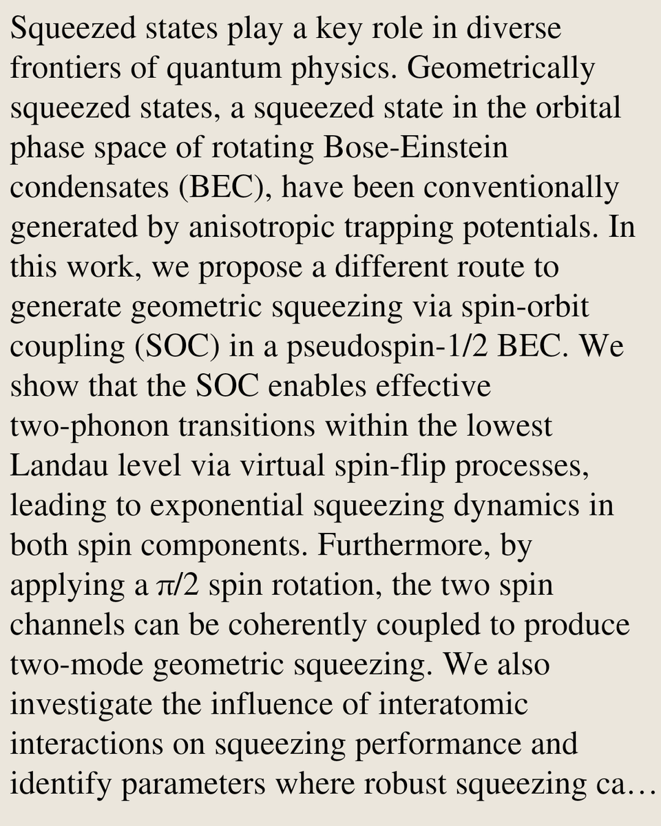 QuantumGases's tweet photo. Spin-orbit coupling induced geometric squeezing in rotating Bose-Einstein condensates

Fei Zhu, Chunxia Guo, Rui Zhang, Lianghui Huang, Ren Zhang, Li Chen
https://t.co/edDV9EUgkH [𝚌𝚘𝚗𝚍-𝚖𝚊𝚝.𝚚𝚞𝚊𝚗𝚝-𝚐𝚊𝚜] https://t.co/TH65qzgnHg