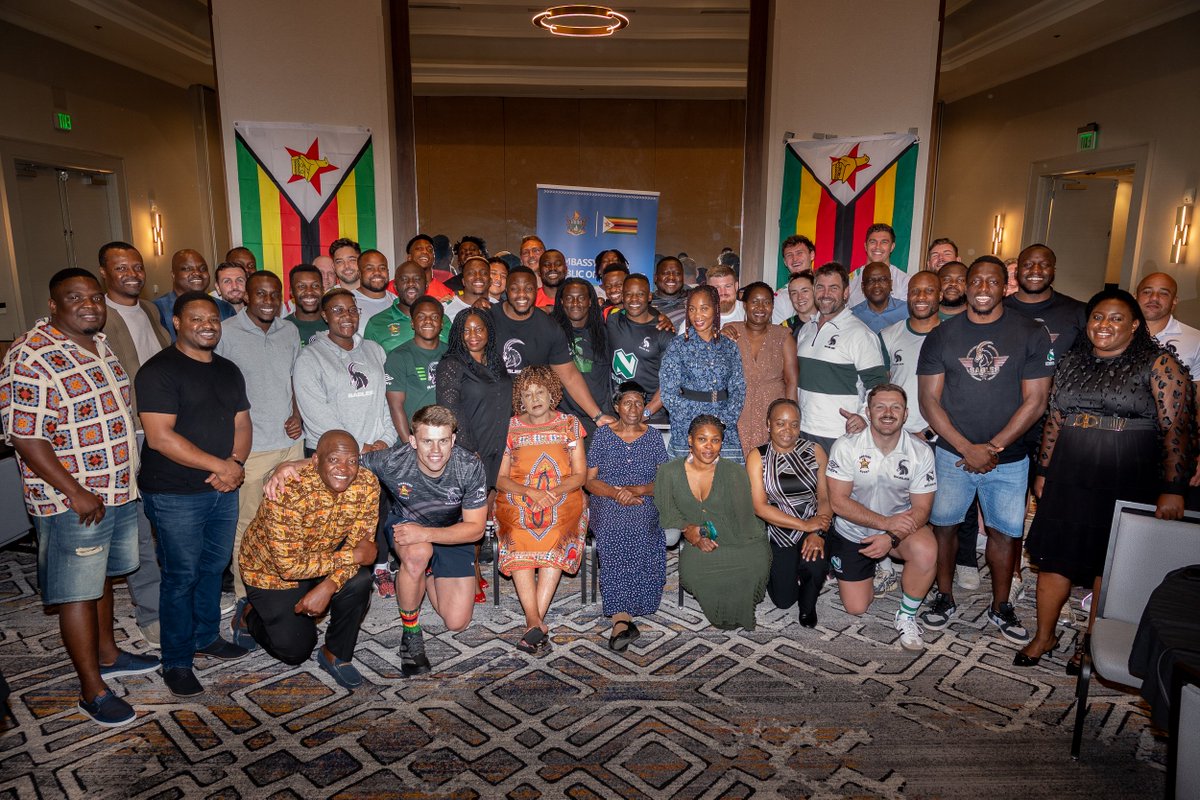 ZimRugbyUnion's tweet photo. Special thanks to His Excellency David Douglas Hamadziripi, Zimbabwe's Ambassador to the United States, for taking the time to visit and encourage the team during their tour.

Your words of support, encouragement, and belief in the players mean a great deal.🇿🇼🏉 https://t.co/lt0ecRl3cj