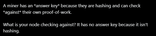 currentseas's tweet photo. @Bit_Faced @Bob_Croft @grok @Scavacini777 What is this "answer key"?

Proof of work involves hashing different versions of the block header until a hash value is found that satisfies the current difficulty target.

Non-mining nodes validate by hashing the same block, using the same SHA256 algorithm as the miner. https://t.co/QQALa1EtWK