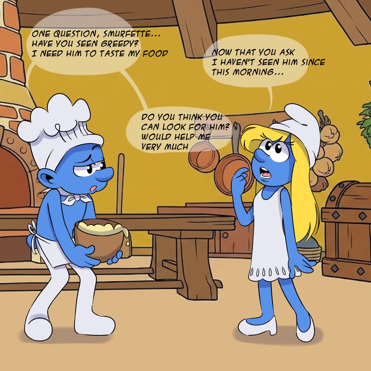 pigg_lu's tweet photo. Smurfs AU
English version.
(1/4) https://t.co/KHCLG8QiLH