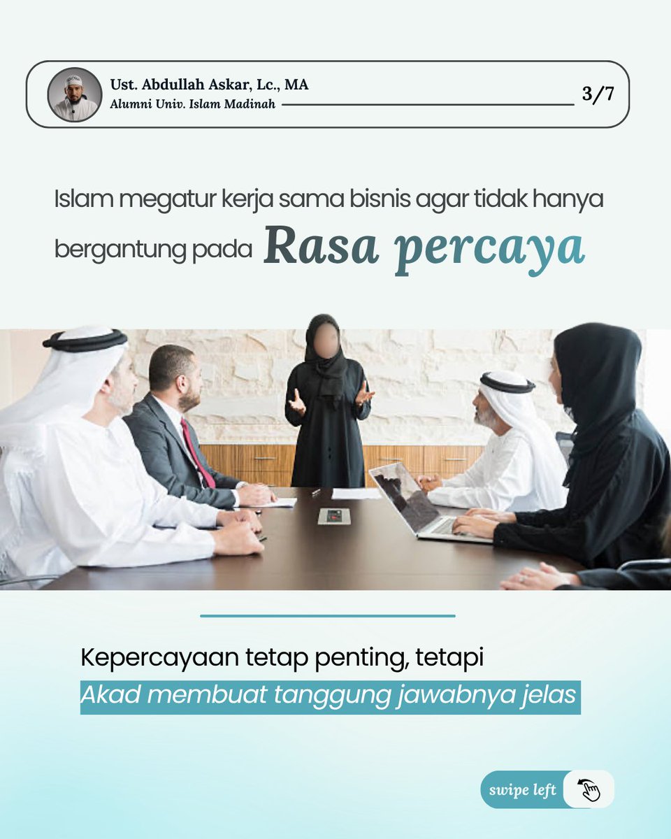 Askar_Abdullah's tweet photo. Bisnis dalam Islam bukan hanya tentang keuntungan, tapi juga tentang kejelasan dan tanggung jawab.

📖 Referensi:
Bentuk-Bentuk Pembiayaan Islami
Saif Hisyam Sobah Al-Fakhri
Terjemahan: Devin Halim Wijaya &amp; Abdurrahman Zahir

#EkonomiIslam #Muamalah #KeuanganSyariah https://t.co/AyRRlD3caM