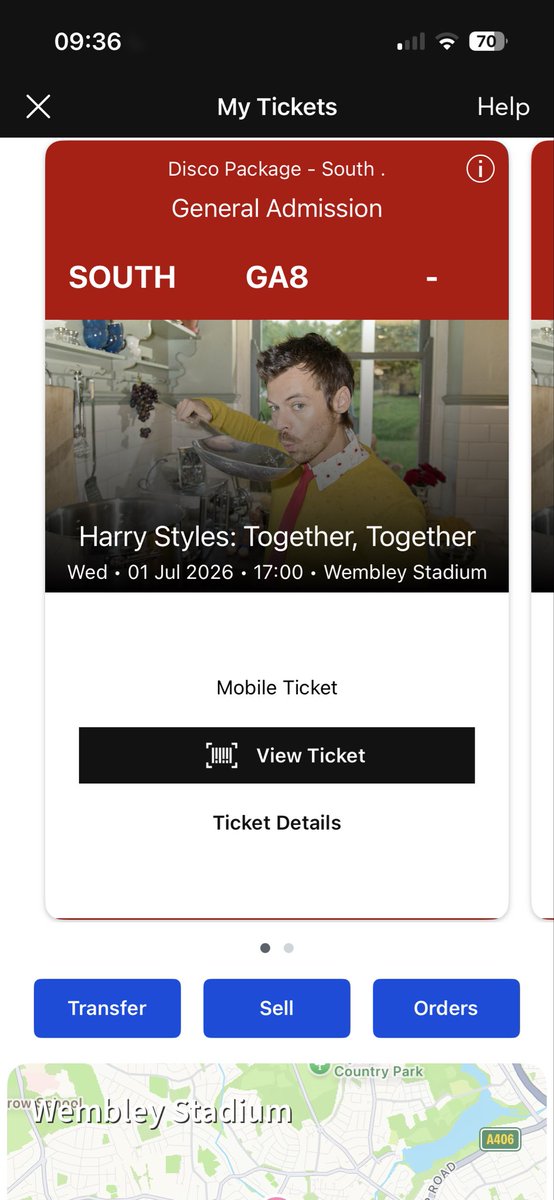 CharBluee's tweet photo. Selling 2X disco south package for £300. 

#harrystyles #togethertogether #earlyentry #Wembley https://t.co/j2c055m0QS