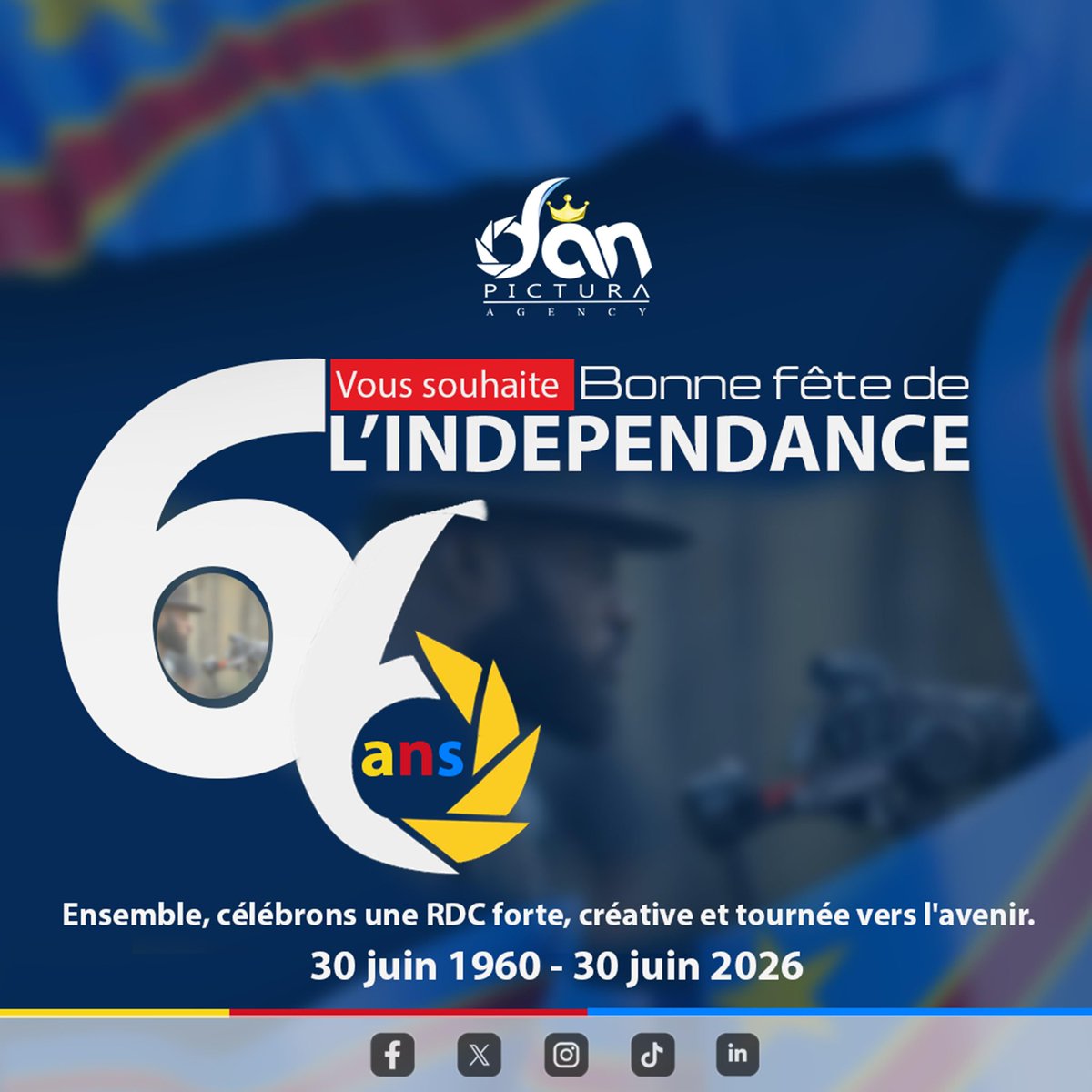danmonga01's tweet photo. Aujourd’hui, nous célébrons l’héritage de notre Nation et renouvelons notre engagement à bâtir une RDC forte, créative et tournée vers l’avenir. 🇨🇩

Chez Dan Pictura Agency, nous croyons que chaque création contribue au rayonnement de notre pays.

Bonne fête de l’Indépendance à toutes les Congolaises et à tous les Congolais.

#RDC #Indépendance #DanPicturaAgency #Créativité #Excellence