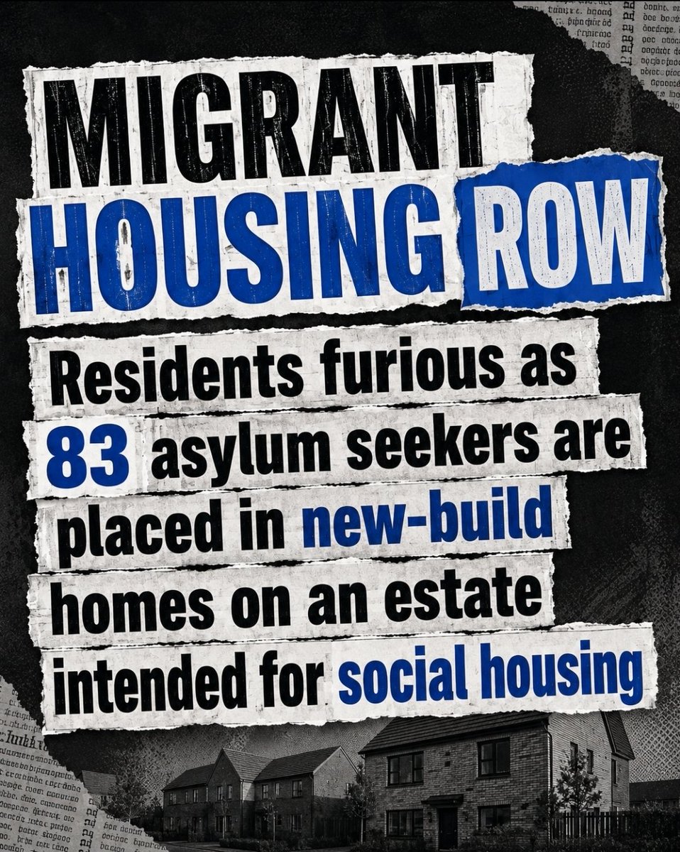 statsjamie's tweet photo. The Sun reports that 83 asylum seekers are being moved into 21 new-build homes on an estate locals believed was intended for affordable or social housing.

Britain has a housing crisis. Prices are miles ahead of wages. Waiting lists grow. Young people cannot afford to leave home.

So is this what “ending hotel use” looks like — simply moving the pressure into communities already short of homes, schools and services?

Poor border control has consequences. Reducing hotels has consequences too.