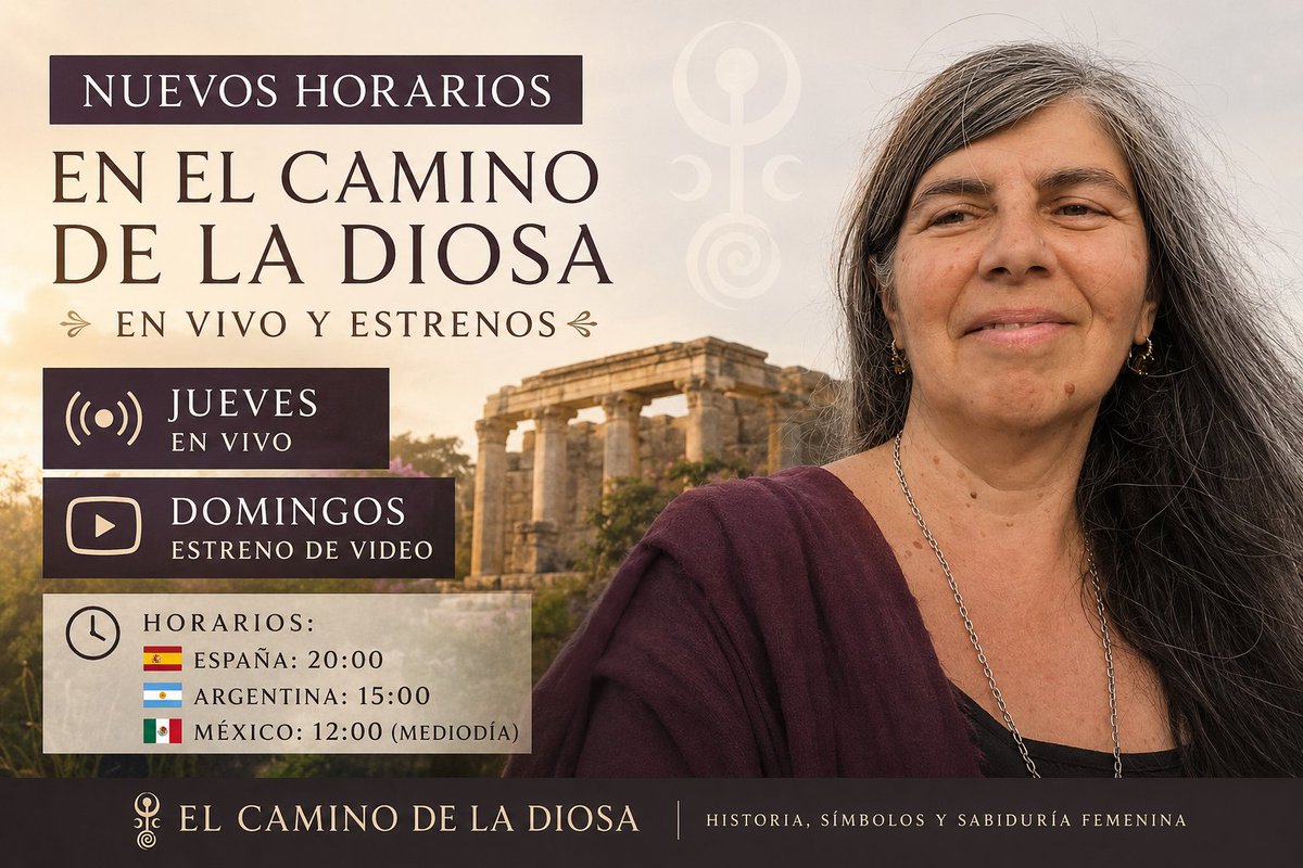 SandraRomanOK's tweet photo. 📢 ¡Nuevos horarios en El Camino de la Diosa!

🗓️ Jueves – Estreno de un nuevo video
🗓️ Domingos – Video en VIVO 🔴

🕗 Horarios:
🇪🇸 España: 20:00
🇦🇷 Argentina: 15:00
🇲🇽 México: 12:00 (mediodía)

Te espero !
https://t.co/erwUtWHv8i https://t.co/7rodnoM4Os