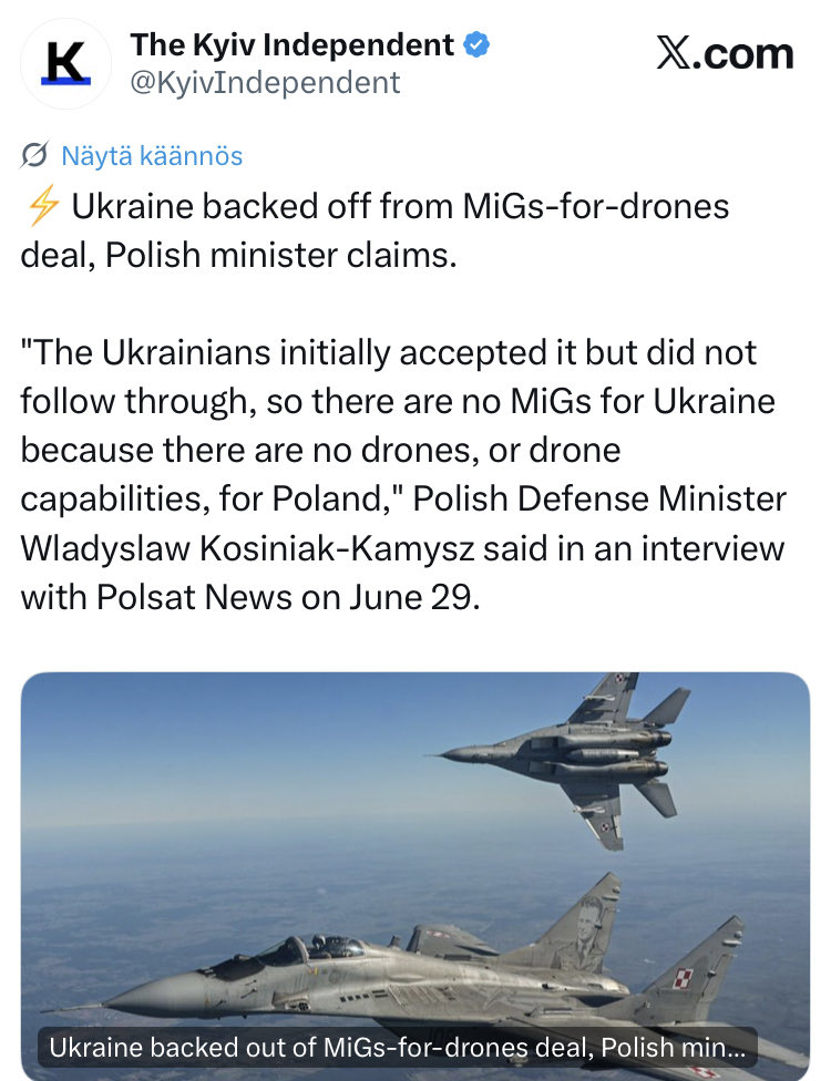 joni_askola's tweet photo. Did Poland change the terms of the deal after Nawrocki decided to launch a useless diplomatic conflict with Ukraine? https://t.co/xXm1w5gfDd