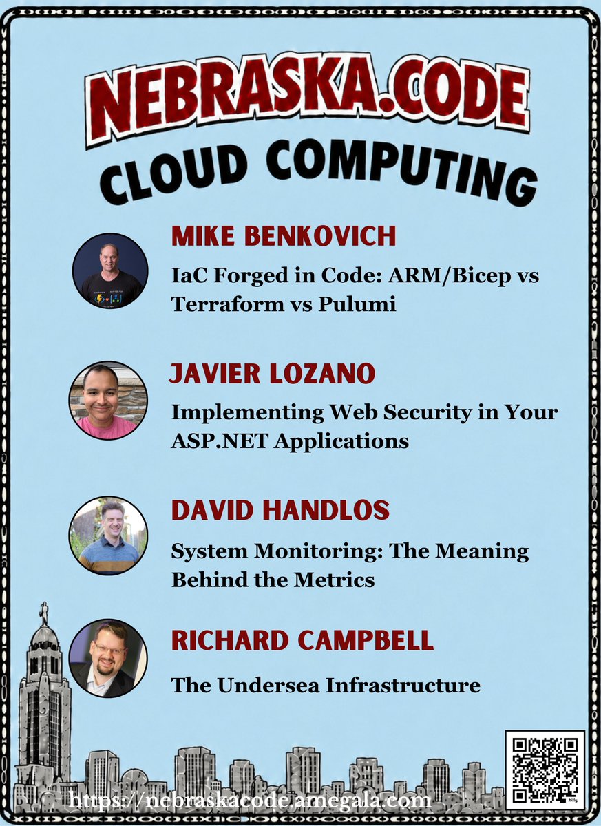 amegala's tweet photo. @mbenko, @jglozano, @davidhandlos and @richcampbell have Sessions on Cloud Computing this July at Nebraska.Code().
https://t.co/bkqikbH08o
#DeveloperConference #Nebraska #CloudDev #IaC #ARM #Bicep #Terraform #Pulumi #WebSecurity #DOTNET #SystemMonitoring #Metrics @mccneb #Infrastructure @RunAsRadio @Runza @UNOCEHHS @scooterscoffee @ParamountHDP @MCCNebWID