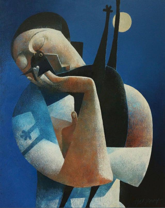 artenpedia's tweet photo. Woman with Cat in Moonlight - Peter Harskamp (b. 1951) https://t.co/P8jTZrj4l9