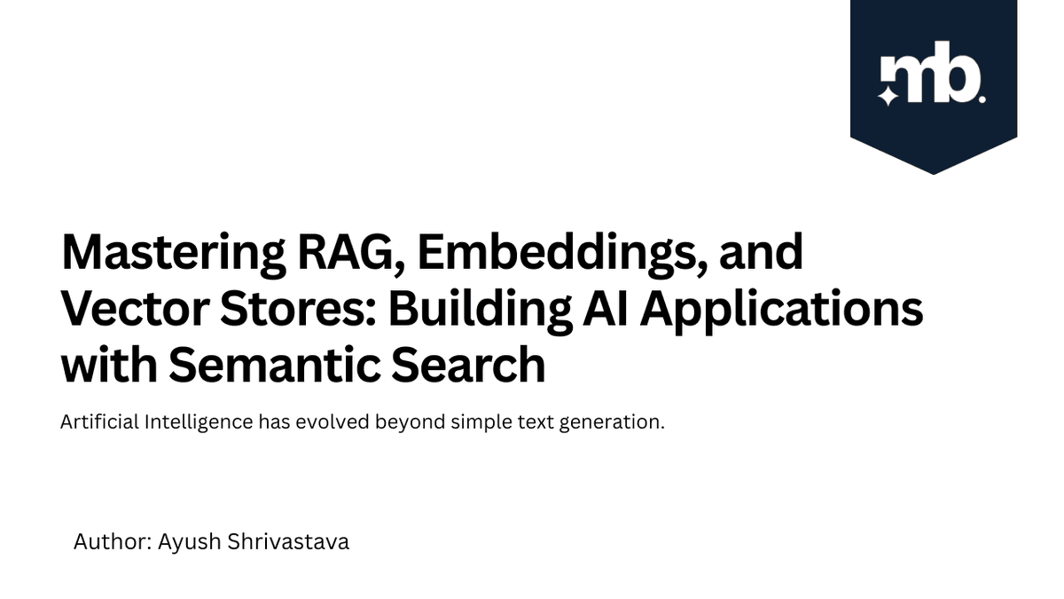 ayshriv's tweet photo. Published a deep dive on Retrieval-Augmented Generation (RAG), covering embeddings, vector stores, semantic search, and the complete RAG pipeline.
Read more:
https://t.co/27uWC0iDL3
#AI #RAG #LLM #SemanticSearch https://t.co/n0bbicVjXo