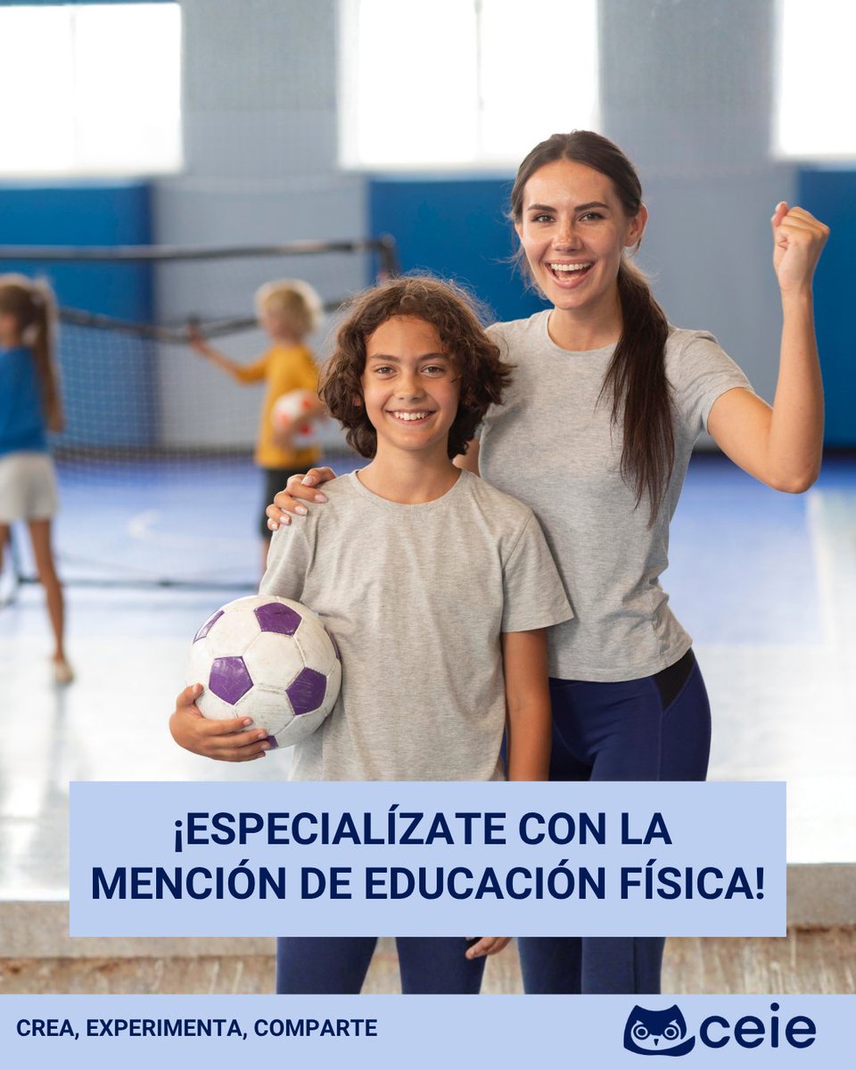 ceie_es's tweet photo. ✍🏻 ¡Especialízate con la Mención 🎓 de Educación Física! 📚⚽
Y podrás desempeñar funciones como:
⚽ Diseñar actividades deportivas y dinámicas educativas
📚 Aplicar metodologías activas e innovadoras en el aula
¡Y mucho más! 🔝
#mencion #educacionfisica #deporte #profe https://t.co/RaykXbvvrs