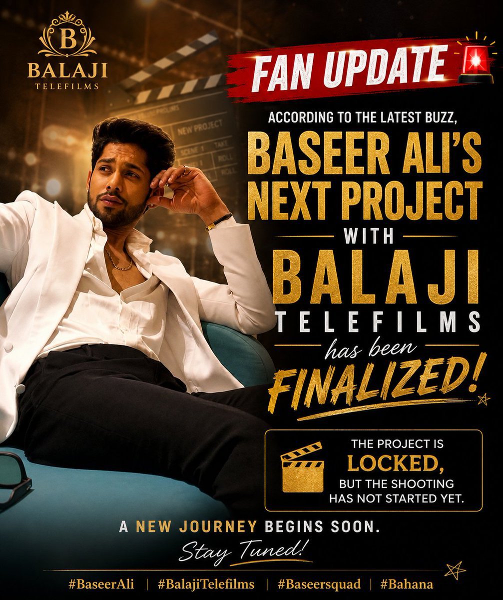 Official_FC_'s tweet photo. #Breaking | Fan Update
Baseer Ali is reportedly set to collaborate with Balaji Telefilms for his next project. The deal is said to be locked, with filming expected to begin at a later stage.
Stay tuned for more updates!
#BaseerAli #BalajiTelefilms #BaseerSquad #Bahana
#BB19 https://t.co/KdhrEUi1wr