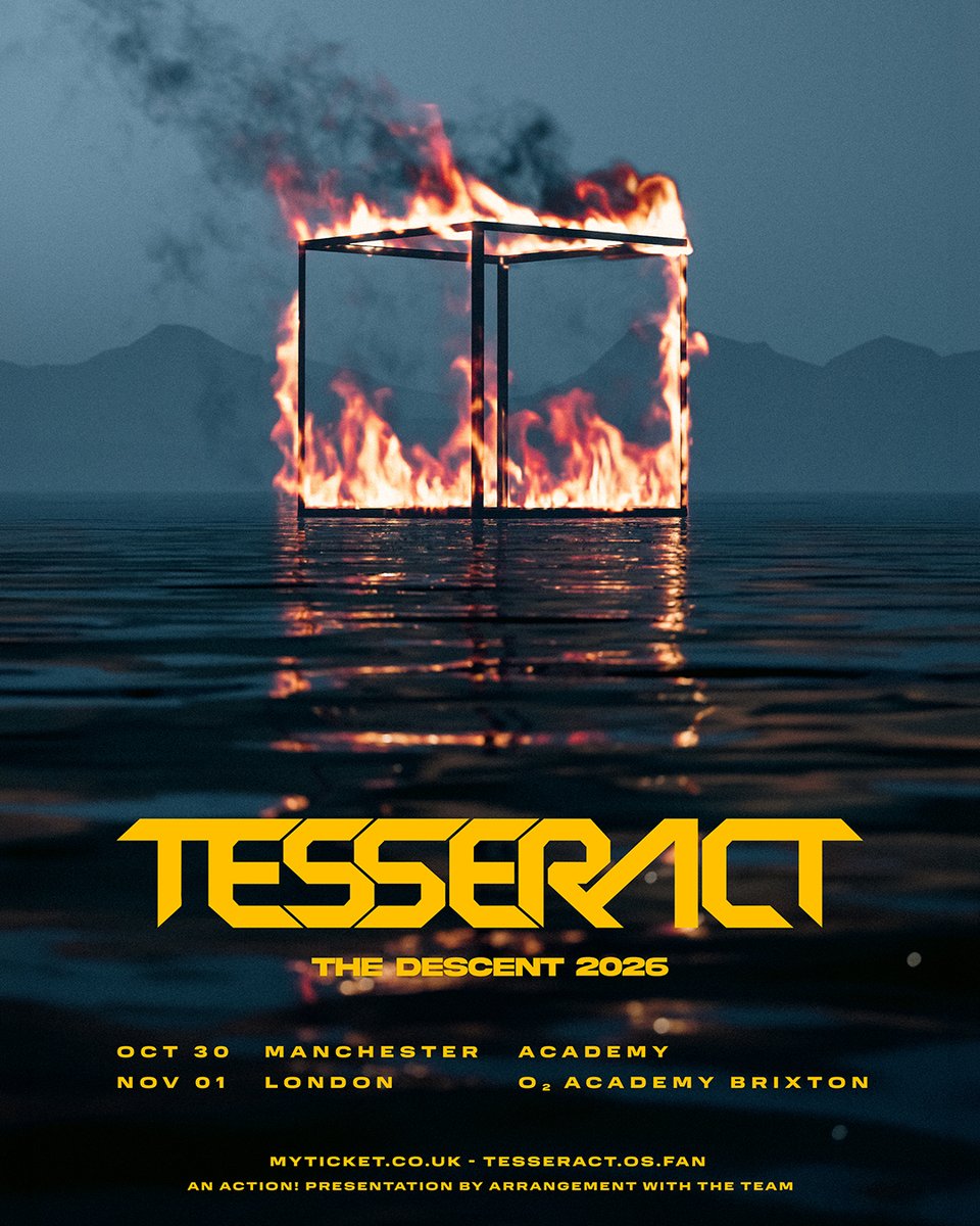 O2AcademyBrix's tweet photo. NEW // British progressive metal outfit @tesseractband bring 'The Descent 2026' to #O2AcademyBrixton on Sun 01 Nov 💥

Get 48-hour early access Priority Tickets from 10am Wed 01 Jul👉https://t.co/ZaVukwkmYR
#TESSERACT https://t.co/wfzxhtGsDd