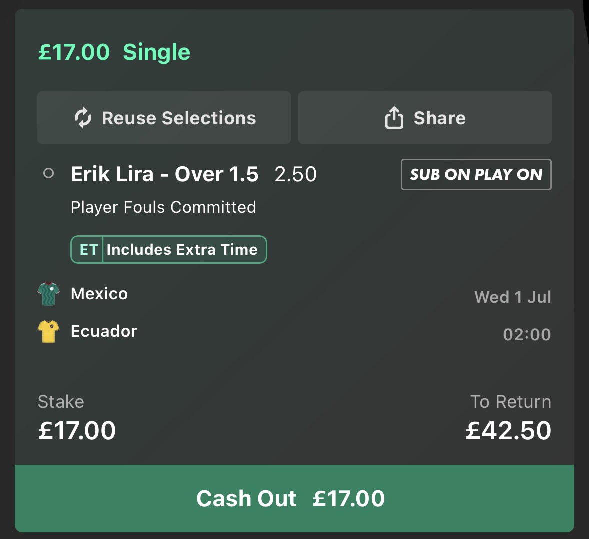 TheLadderLad's tweet photo. World Cup🪜 Bet #151

Mexico 🇲🇽 v Ecuador 🇪🇨 

Erik Lira 🇲🇽 Fouls Ladder

Bet 1 - Over 1.5 @ 2.5 | 1.7U
Bet 2 - Over 1.5 @ 6  | 0.6U
Bet 3 - Over 3.5 @ 15 | 0.3U

365 🟢

📊 Last 14 Starts for Mexico Fouls

2,02,3,3,1,3,1,3,2,2.0,1,2

📝 Should be up against Caicedo and Vite who win fouls at 1.04 and 1.51 p90 for their country, He also made 3 fouls last time v Ecuador 🇪🇨 

I have fair odds for 365 at about 1.9 because of ET other sites i would have a at 2 (2.2 on WH, 2.45 on Ladbrokes/Coral, 2.38 on Boyle)