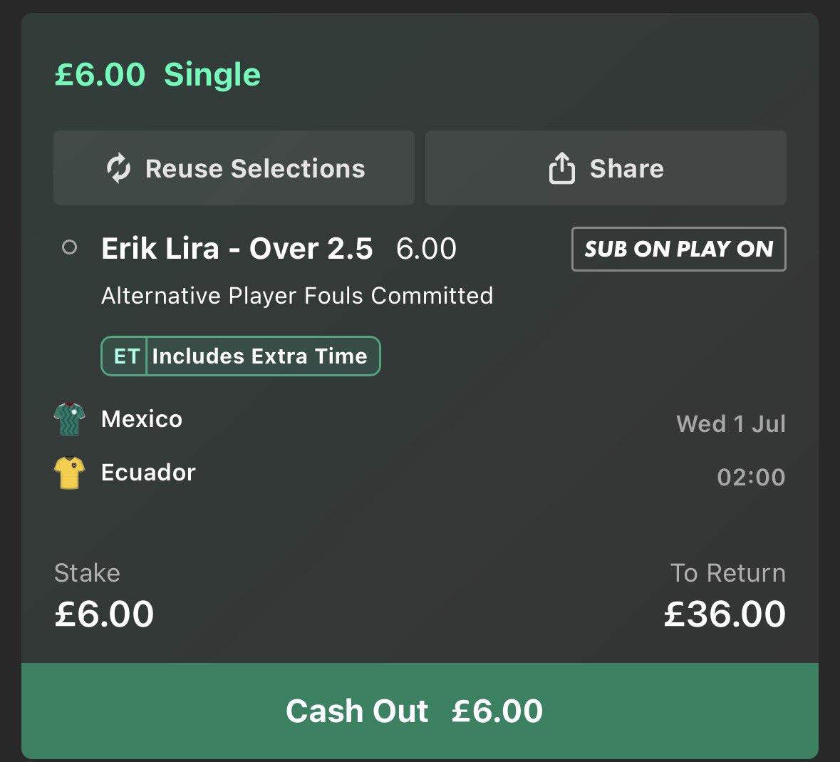 TheLadderLad's tweet photo. World Cup🪜 Bet #151

Mexico 🇲🇽 v Ecuador 🇪🇨 

Erik Lira 🇲🇽 Fouls Ladder

Bet 1 - Over 1.5 @ 2.5 | 1.7U
Bet 2 - Over 1.5 @ 6  | 0.6U
Bet 3 - Over 3.5 @ 15 | 0.3U

365 🟢

📊 Last 14 Starts for Mexico Fouls

2,02,3,3,1,3,1,3,2,2.0,1,2

📝 Should be up against Caicedo and Vite who win fouls at 1.04 and 1.51 p90 for their country, He also made 3 fouls last time v Ecuador 🇪🇨 

I have fair odds for 365 at about 1.9 because of ET other sites i would have a at 2 (2.2 on WH, 2.45 on Ladbrokes/Coral, 2.38 on Boyle)