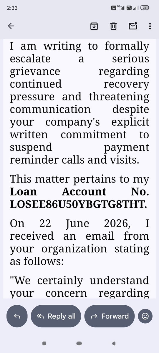 rahulasari1's tweet photo. @Kissht_EMI @SiCreva75482 assured in writing that recovery calls would remain suspended until 22 Aug 2026. Despite this, I received a threatening recovery call  Evidence including the call recording  has been preserved.
Please investigate and stop the harassment immediately
@RBI https://t.co/oDgHsQR7Nm