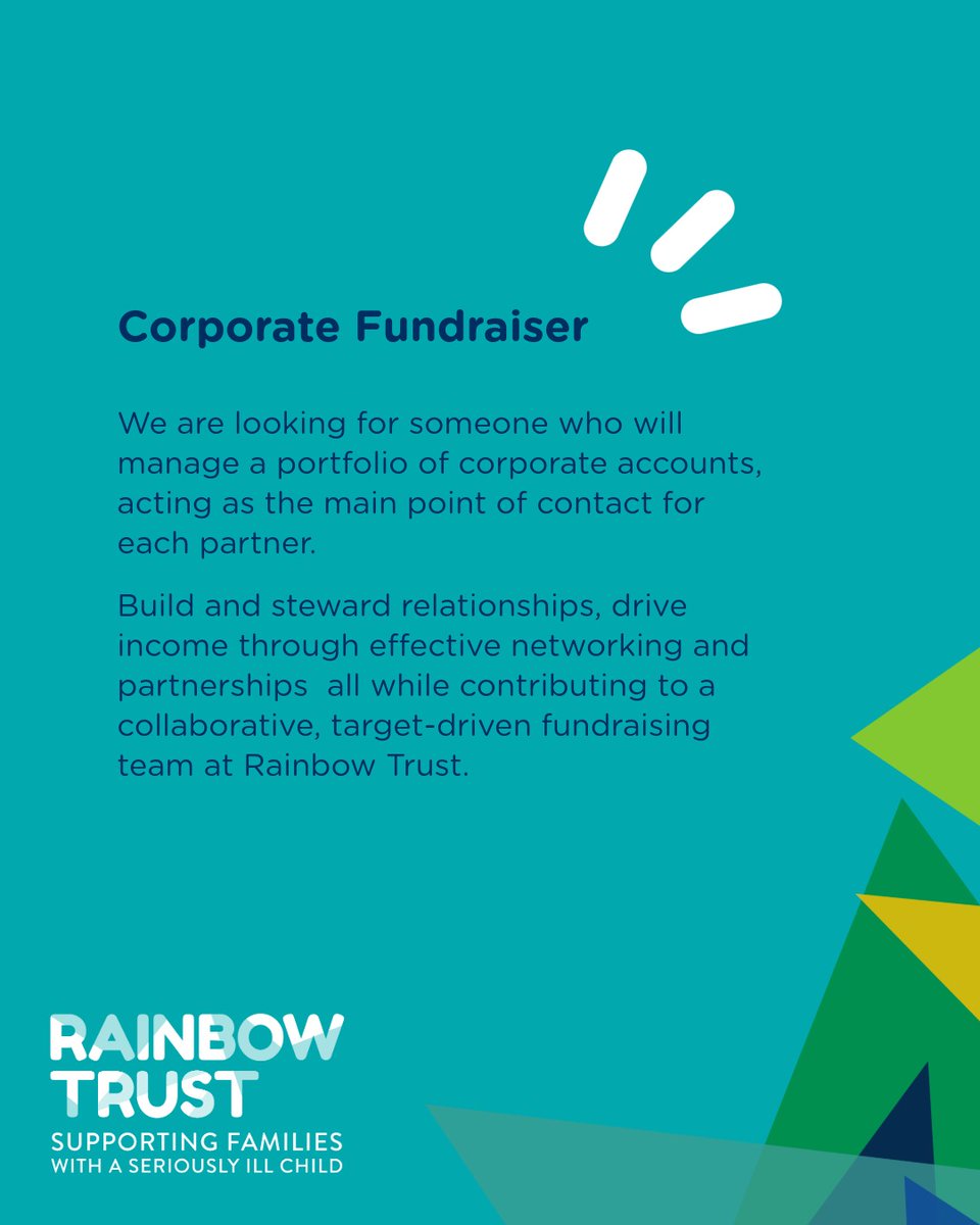 RainbowTrustCC's tweet photo. Do you have a passion for working to support seriously ill children, young people and their families? 

Ranked the Top 10 Charity by Best Companies, Rainbow Trust Children's Charity is currently hiring, head to our website to find out more: https://t.co/FQOeo4kCXa https://t.co/LneONgFZG7
