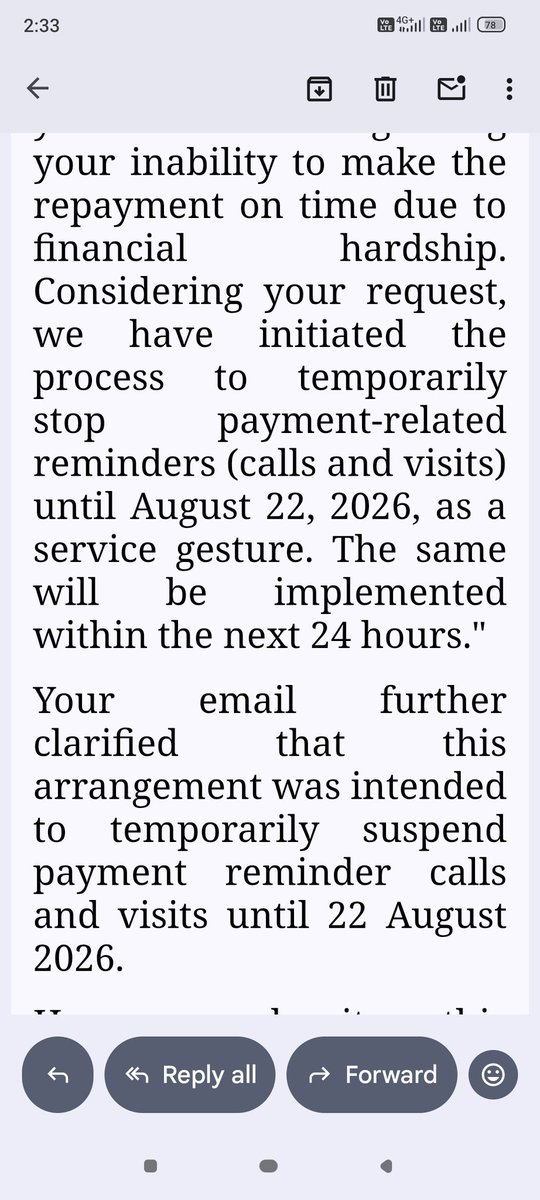 rahulasari1's tweet photo. @Kissht_EMI @SiCreva75482 assured in writing that recovery calls would remain suspended until 22 Aug 2026. Despite this, I received a threatening recovery call  Evidence including the call recording  has been preserved.
Please investigate and stop the harassment immediately
@RBI https://t.co/oDgHsQR7Nm