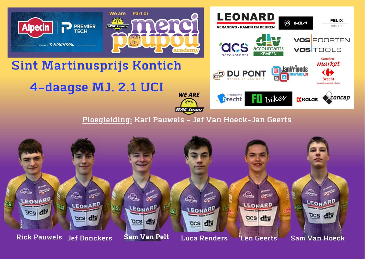 WacNext's tweet photo. Wac team neemt deel aan de 4-daagse van Kontich een UCI wedstrijd cat. MJ 2.1 - 2-3-4 en 5 juli https://t.co/wvvpes2Kwp