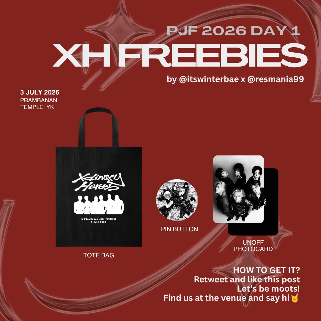 itswinterbae's tweet photo. 𖤐⭒๋࣭⭑ xdinary heroes freebies at pjf day 1 𖤐⭒๋࣭⭑
by @itswinterbae x @resmania99

📅 3 july 2026
📍 prambanan temple, yk
⏰️ tba

see you guys!! 🤘 https://t.co/JAiHzx7Gwk