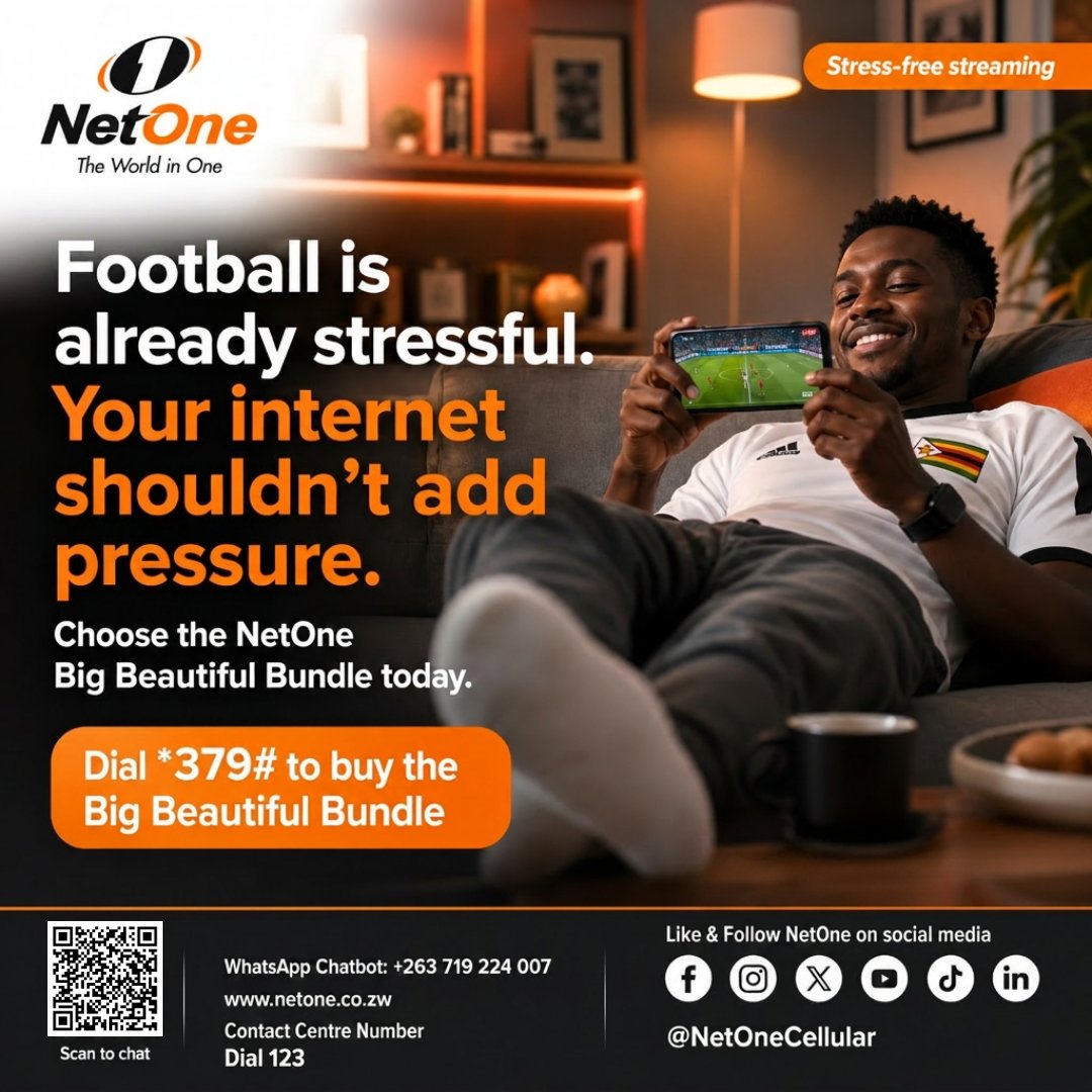 NetOneCellular's tweet photo. Connect with the BIG BEAUTIFUL BUNDLE and enjoy smooth streaming, faster browsing, and uninterrupted action. ๐ฑ
No buffering. No pressure. Just football. ๐
Dial *379# now!
#NetOne #BigBeautifulBundles #YourDigitalSolutionsNetwork https://t.co/kAGCHuvjcg