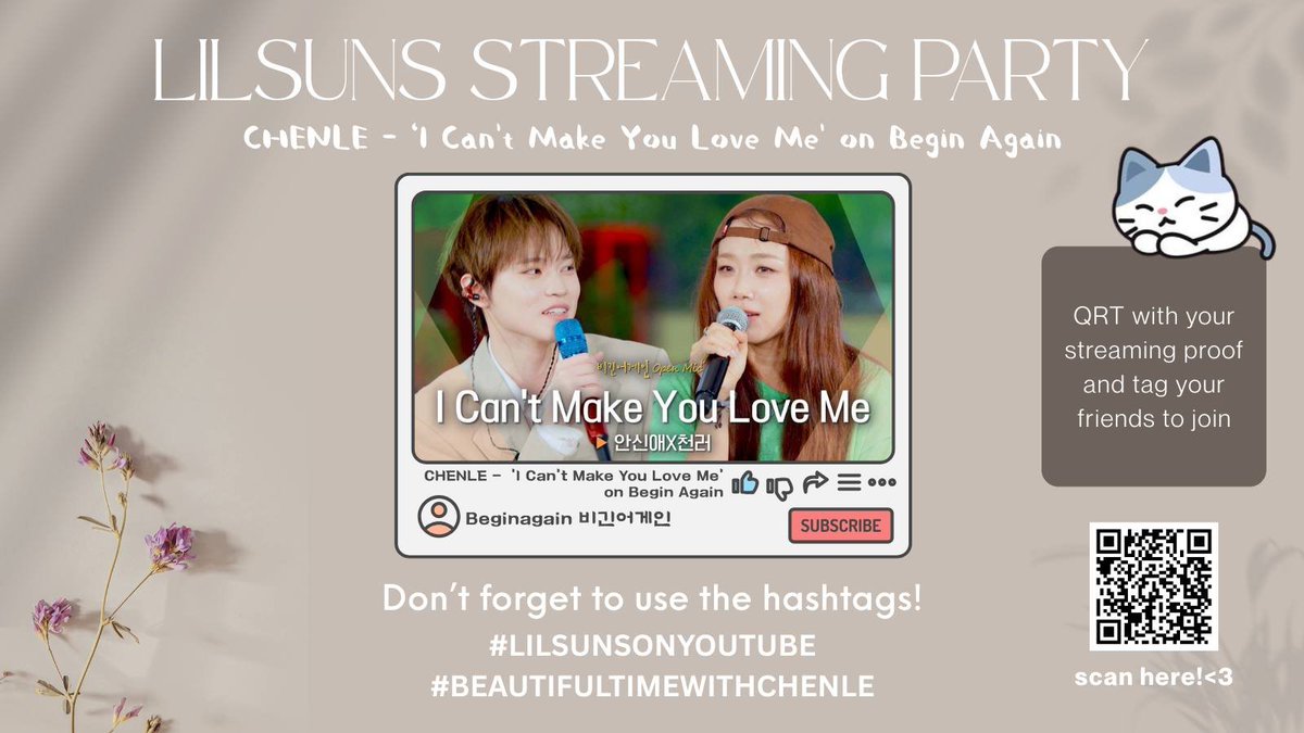 ZCLSTREAM's tweet photo. ＊*•‌‌‌🧚‍♂️ 안신애(An Shinae) X 천러(CHENLE)의 ‘I Can't Make You Love Me'♬｜비긴어게인 오픈마이크😸 •‌‌‌*˚＊

🔗https://t.co/Q0vqUhWnKP

‼️ Don’t Break the Chain! ‼️

⭐️ tag : all beloved dreamzens &amp; lilsuns 🩵

#BeautifulTimeWithCHENLE
#LilsunsOnYouTube https://t.co/ZLaxOcEEVm