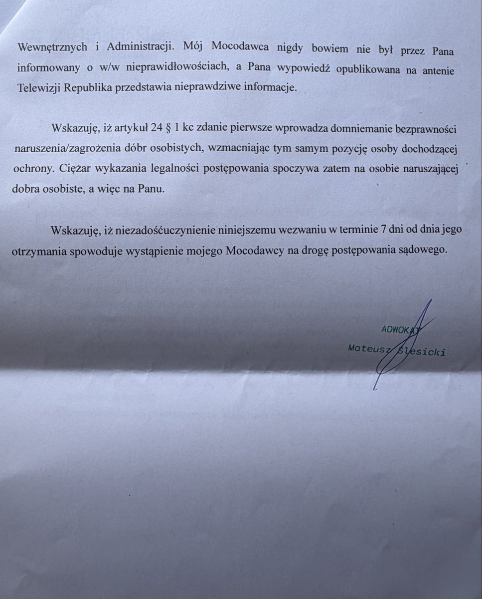 PNisztor's tweet photo. Prawnik M. Kierwinskiego żąda 10 tys. zł i usunięcia skutków rzekomego naruszenia dóbr osobistych od lekarza (zgodził się na ujawnienie nazwiska), który ujawnił @RepublikaTV, że informował ministra o patologiach w Szpitalu Południowym. Tak zastrasza się świadków w tej aferze! https://t.co/2ZftFFfAaC