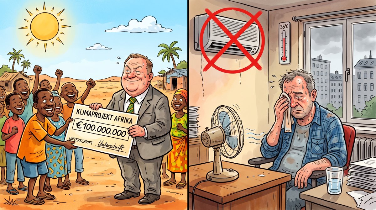 reitschuster's tweet photo. In keinem anderen Land treibt die Klima-Panik solche Blüten wie in Deutschland. Weltweit finanziert der deutsche Steuerzahler Klimaprojekte zwangsweise mit. Nur im eigenen Land ist man gänzlich unvorbereitet auf heiße Sommer. Was für eine Schizophrenie. Entweder man glaubt im Innersten gar nicht an die eigene Panikmache. Oder man ist so größenwahnsinnig, daran zu glauben, dass sich das Weltwetter der deutschen Politik beugen werde.
Dazu passend — mein Artikel von Samstag: https://t.co/BYTFjAacXU
