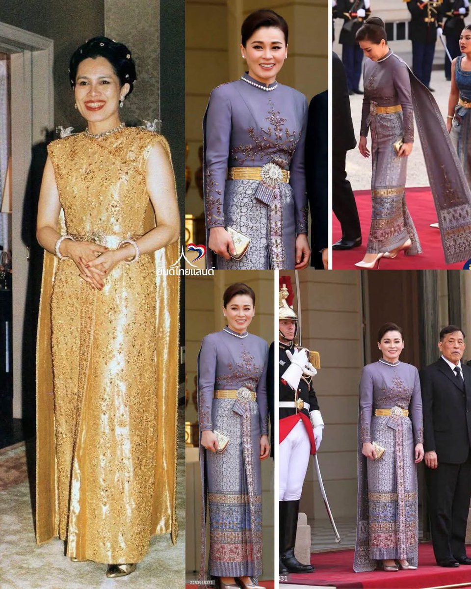 ANEWANEW's tweet photo. ชุดพระราชินีงานนี้ มองข้างหน้าสวยมาก งานปักละเอียดยิบ แต่ปีกนางฟ้าที่เหมือนแปะมาข้างหลังนี่แอบงงอยู่นะ ลักษณะไม่ใช่สไบสองชายแบบของพระพันปี https://t.co/2dmMyGn5eq