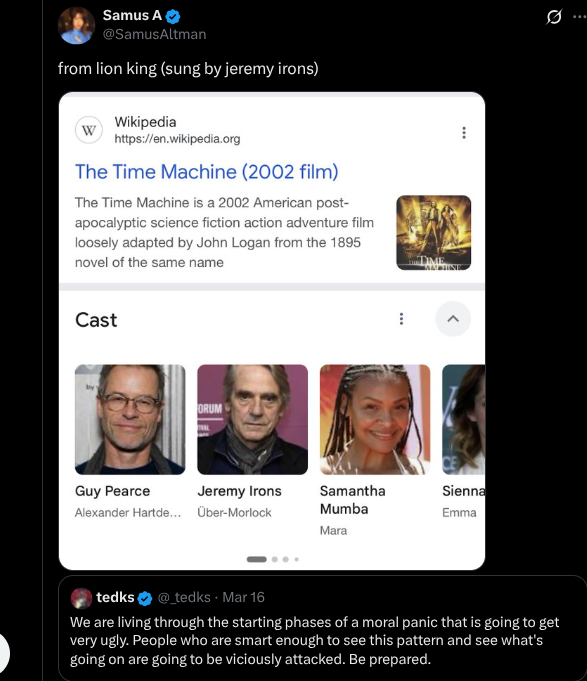 KojimaErgoSum's tweet photo. @JasonBotterill @justabdulraouf @47fucb4r8c69323 @allisonology @AstrosBrain @Ken67547214 Be Prepared

Artists

Jeremy Irons, Jim Cummings, Whoopi Goldberg, Cheech Marin https://t.co/FOnKGdokqE