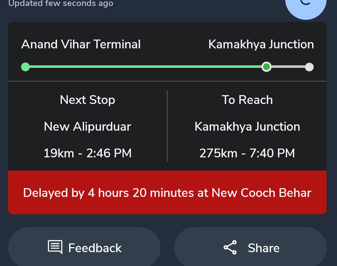 MaxxUnfiltered's tweet photo. Train 12506, 4 hours and 20 minutes late! What a complete failure of service. Passengers' time clearly means nothing.
4+ hours late, extreme heat wave outside.
 
#IndianRailways #irctc #12506 https://t.co/UEc4zI4h4W