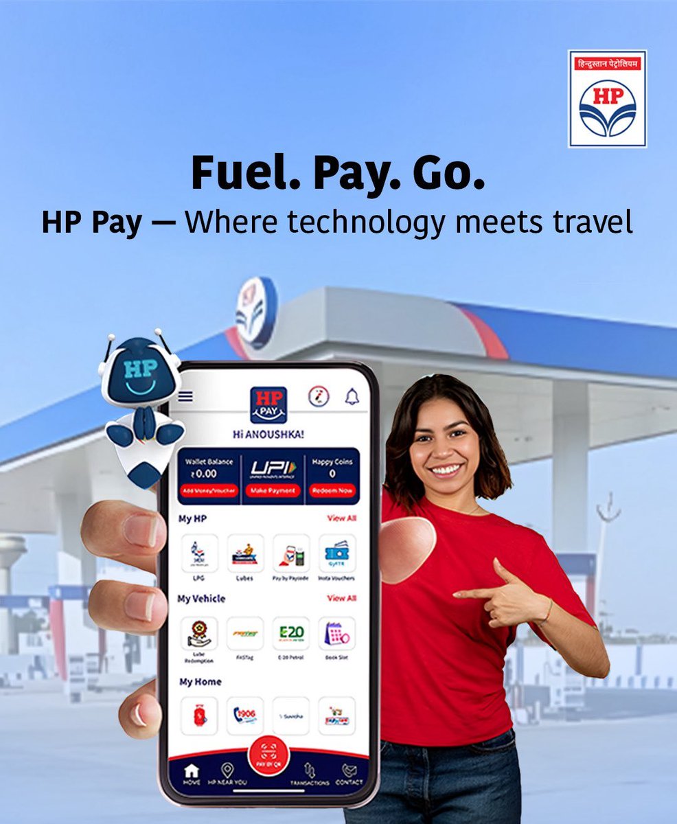 HPCL_Mumbai's tweet photo. Ditch the hassle! Fuel up with HP Pay! Pay for fuel & more with just a few taps. Quick, easy & convenient! #HPCL #HPPay #FuelPayGo #TechForTravel #SimplifyPayments https://t.co/TeoT2t7zSb
