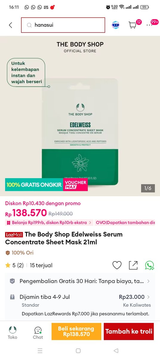 nyynyee_'s tweet photo. https://t.co/q3ePqfxkgH
sheet mask the body shop 130ribuan ini hasilnya nyata, langsung wajah berseri glowing ✨ 

check produk lazbeauty di sini 👇🏻 
https://t.co/yQ0ANOTF5o

mega page diskon 33% 👇🏻 
https://t.co/M8EpryqobY https://t.co/KhLTbL0uLv