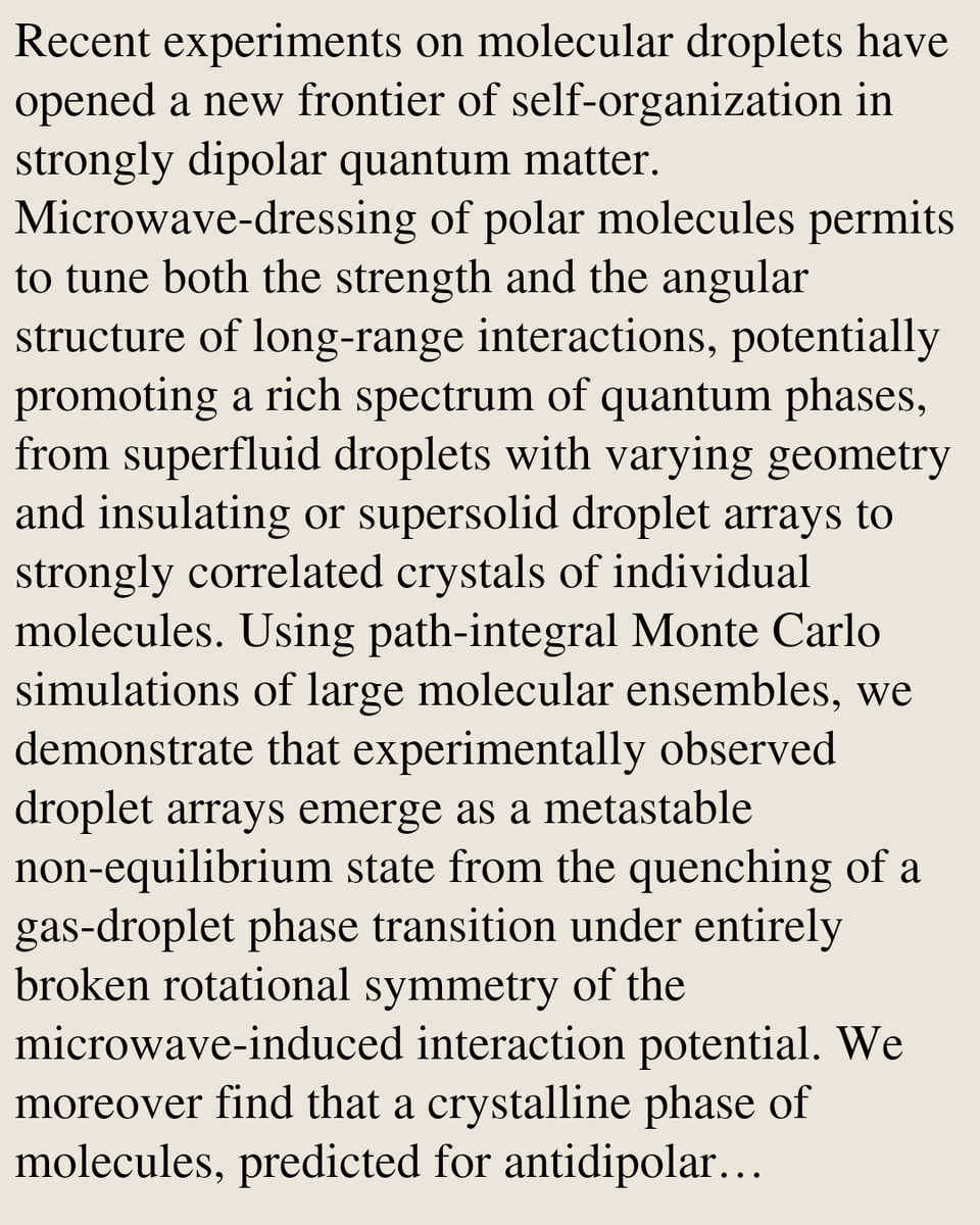 QuantumGases's tweet photo. Equilibrium and non-equilibrium phases of microwave-dressed polar molecules beyond rotational symmetries

Matteo Ciardi, Andreas Schindewolf, Tim Langen, Thomas Pohl
https://t.co/7K1Fc2DWjI [𝚌𝚘𝚗𝚍-𝚖𝚊𝚝.𝚚𝚞𝚊𝚗𝚝-𝚐𝚊𝚜 𝚙𝚑𝚢𝚜𝚒𝚌𝚜.𝚊𝚝𝚘𝚖-𝚙𝚑 𝚚𝚞𝚊𝚗𝚝-𝚙𝚑] https://t.co/TBxXNc8Ebb