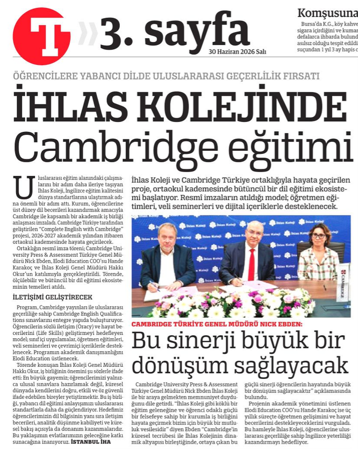 bulentmumay's tweet photo. - ABD vatandaşı İhlasçı Mücahit Ören'in Türkiye Gazetesi'nin 1. sayfasının manşeti: "Her krizde İngiliz var." 
- Aynı gazetenin 3. sayfa manşeti: "İhlas kolejinde Cambridge eğitimi" #İmamınDediğiniYapYaptığınıYapma
