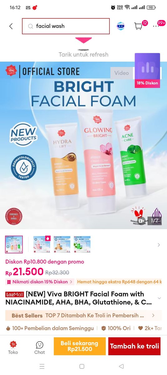 nyynyee_'s tweet photo. https://t.co/MFTLLg6rwg
bright facial foam viva ini okee banget sih buat harga 20ribuan, kulit jadi lembut juga, ada diskon di lazbeauty festival 

check produk lazbeauty di sini 👇🏻 
https://t.co/yQ0ANOTF5o

mega page diskon 33% 👇🏻 
https://t.co/M8EpryqobY https://t.co/4TipG01NKo